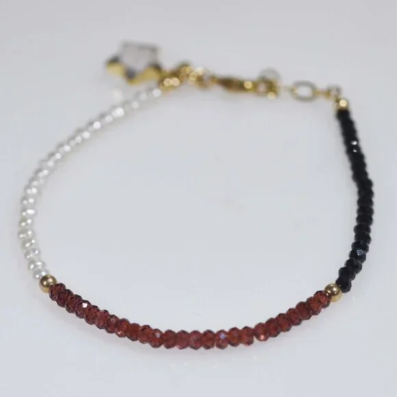 Classic Black Spinel Freshwater Pearl Garnet Gold-filled Bracelet - Picture 8 of 10